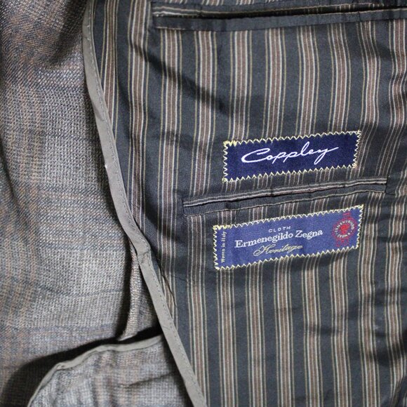 Coppley Ermenegildo Zegna SZ 40R Sports Jacket Blazer Tan & Gray - Picture 7 of 7
